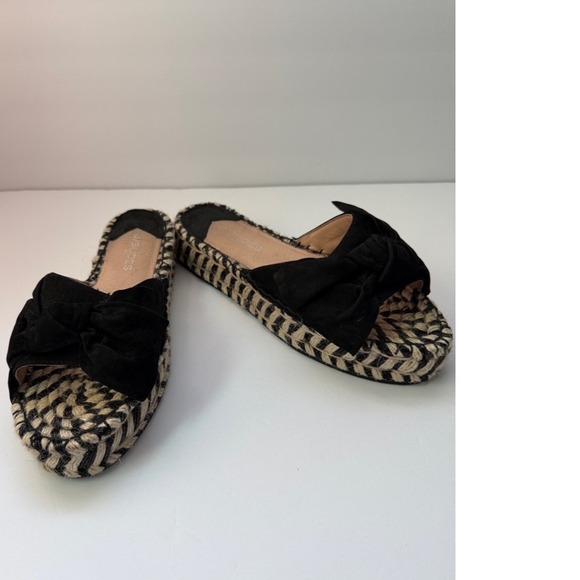 J Slides Shoes - J/Slides Black Bow Espadrille Mules Slip On Platform Sandals Women's Size